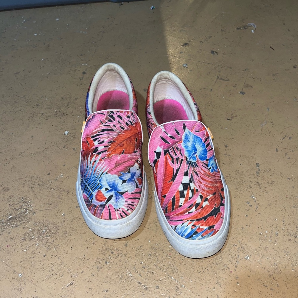 Nike Floral Pink and Blue Slip-On Sneakers